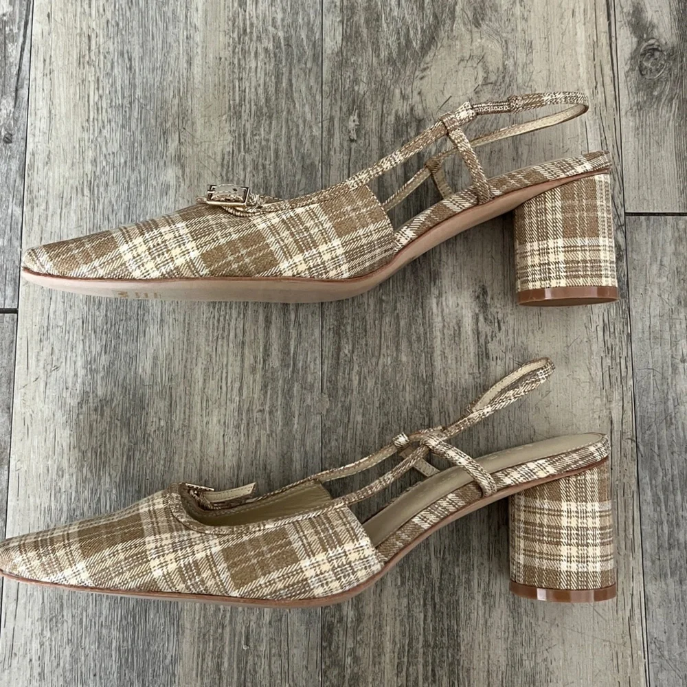 Song of Style Cafe Heel in Natural Plaid